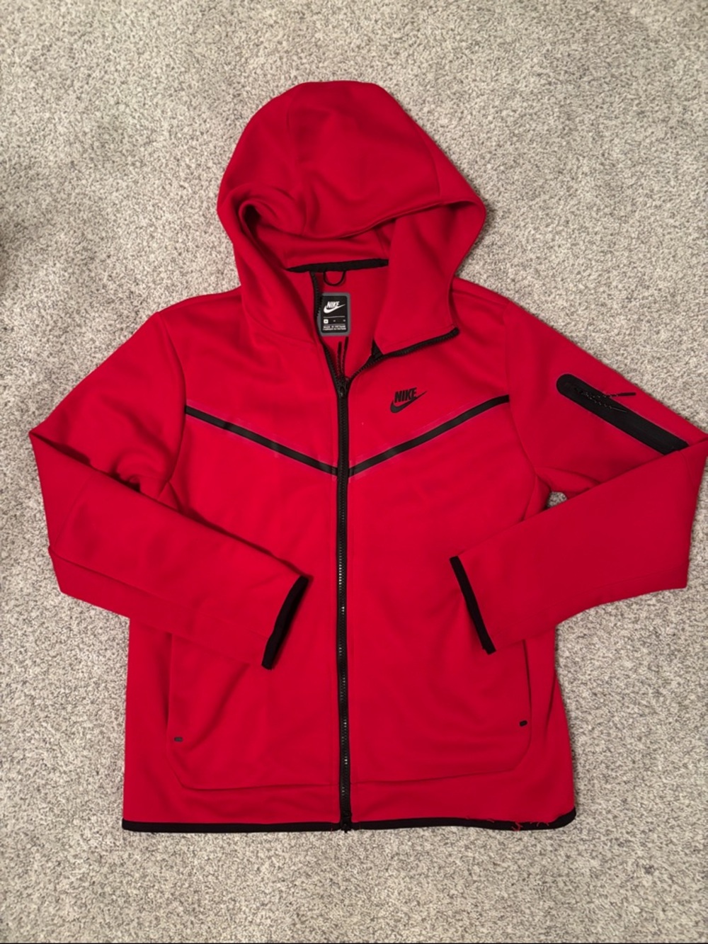 Nike Red and Black Zip-Up Hooded Jacket